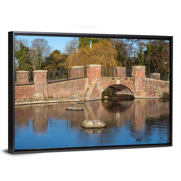 View Of Bridge Over Lake Canvas Wall Art-3 Horizontal-Gallery Wrap-25" x 16"-Tiaracle