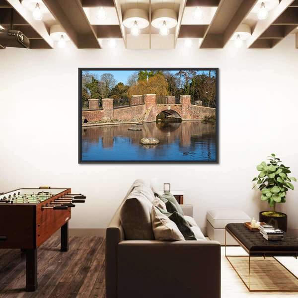 View Of Bridge Over Lake Canvas Wall Art-3 Horizontal-Gallery Wrap-25" x 16"-Tiaracle