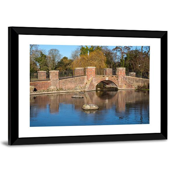 View Of Bridge Over Lake Canvas Wall Art-3 Horizontal-Gallery Wrap-25" x 16"-Tiaracle