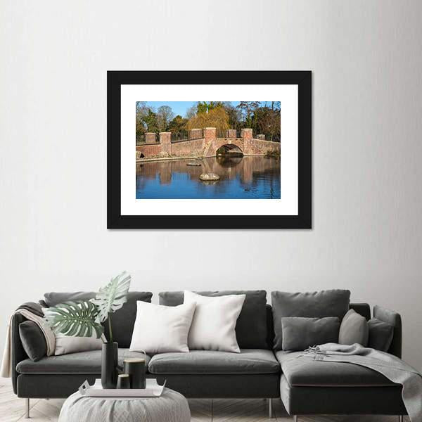 View Of Bridge Over Lake Canvas Wall Art-3 Horizontal-Gallery Wrap-25" x 16"-Tiaracle