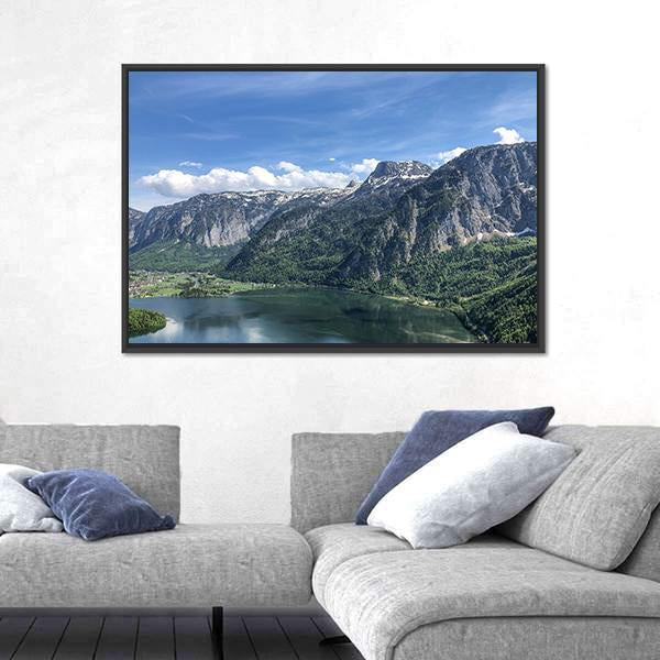 View Of Famous Hallstatt Lake Canvas Wall Art-3 Horizontal-Gallery Wrap-25" x 16"-Tiaracle