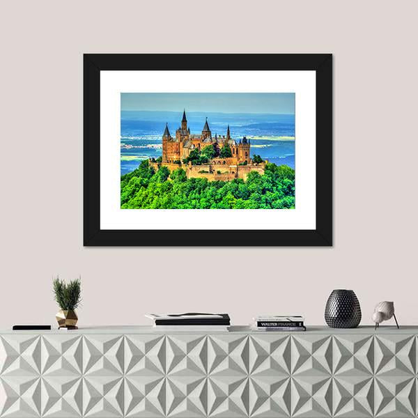 View Of Hohenzollern Castle Canvas Wall Art-1 Piece-Framed Print-42" x 14"-Tiaracle