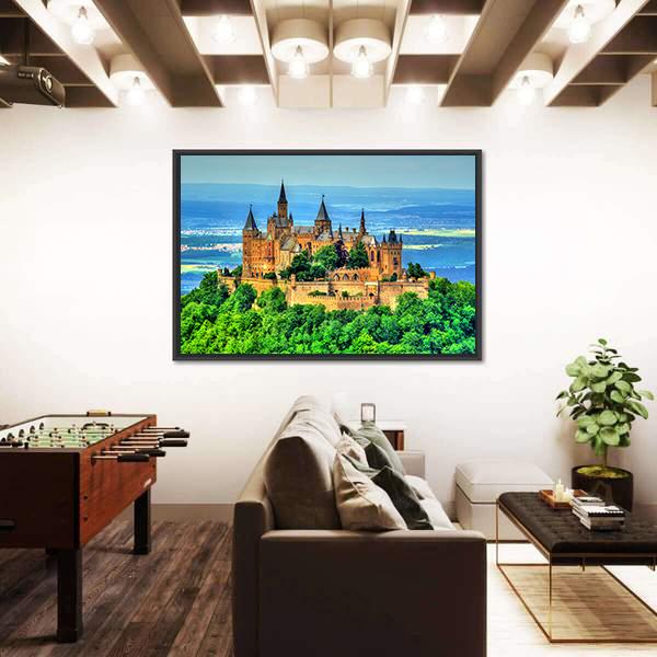 View Of Hohenzollern Castle Canvas Wall Art-5 Horizontal-Gallery Wrap-22" x 12"-Tiaracle