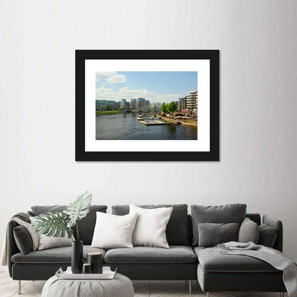 Malaya Nevka & Lazarevsky Bridge In St. Petersburg Canvas Wall Art-3 Horizontal-Gallery Wrap-25" x 16"-Tiaracle
