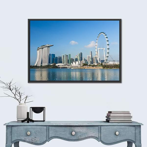 View Of Marina Bay Canvas Wall Art-1 Piece-Floating Frame-36" x 24"-Tiaracle