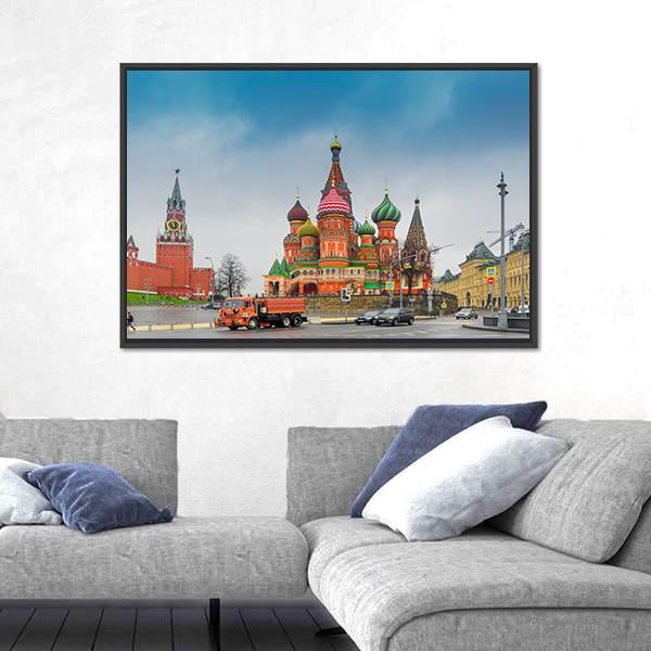 View Of Moscow Red Square Kremlin Towers Canvas Wall Art-5 Horizontal-Gallery Wrap-22" x 12"-Tiaracle
