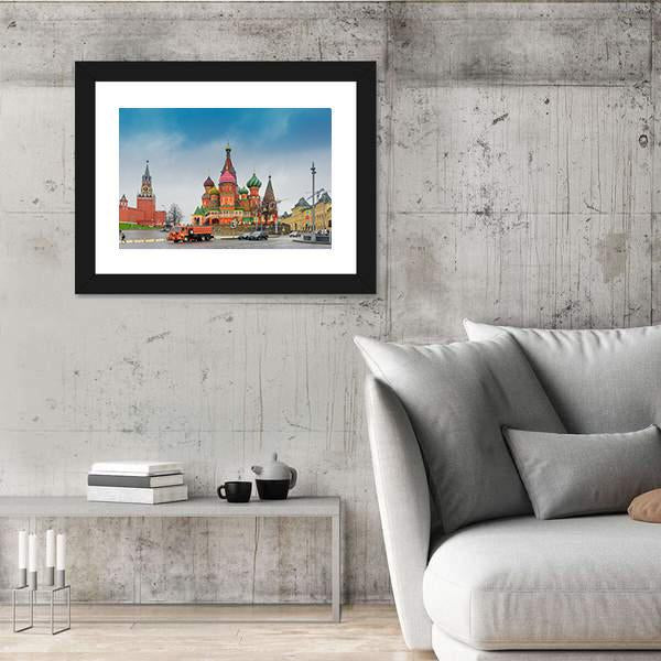 View Of Moscow Red Square Kremlin Towers Canvas Wall Art-5 Horizontal-Gallery Wrap-22" x 12"-Tiaracle