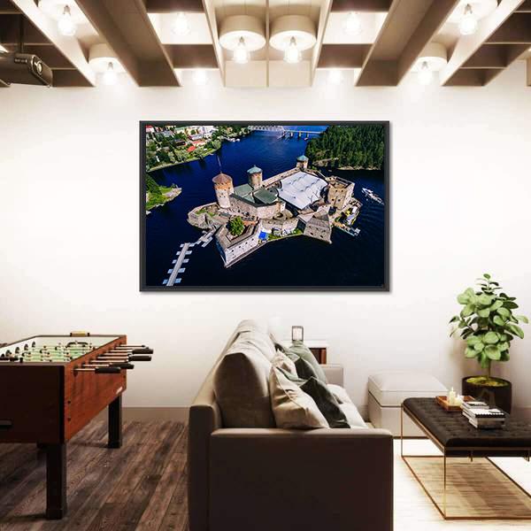 View Of Olavinlinna Medieval Castle Canvas Wall Art-5 Horizontal-Gallery Wrap-22" x 12"-Tiaracle