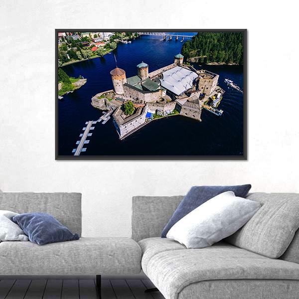 View Of Olavinlinna Medieval Castle Canvas Wall Art-5 Horizontal-Gallery Wrap-22" x 12"-Tiaracle