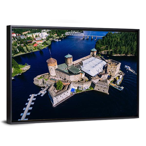 View Of Olavinlinna Medieval Castle Canvas Wall Art-5 Horizontal-Gallery Wrap-22" x 12"-Tiaracle