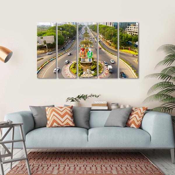 View Of Ondel-Ondel Monument Canvas Wall Art-5 Horizontal-Gallery Wrap-22" x 12"-Tiaracle
