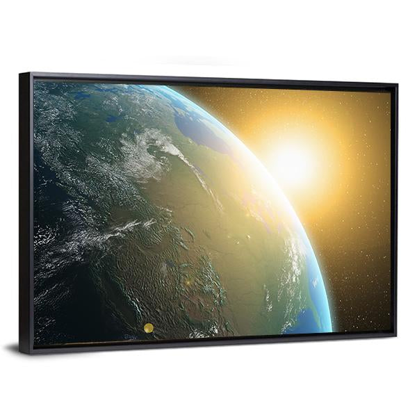 View Of Sunrise Over North America Canvas Wall Art-3 Horizontal-Gallery Wrap-25" x 16"-Tiaracle