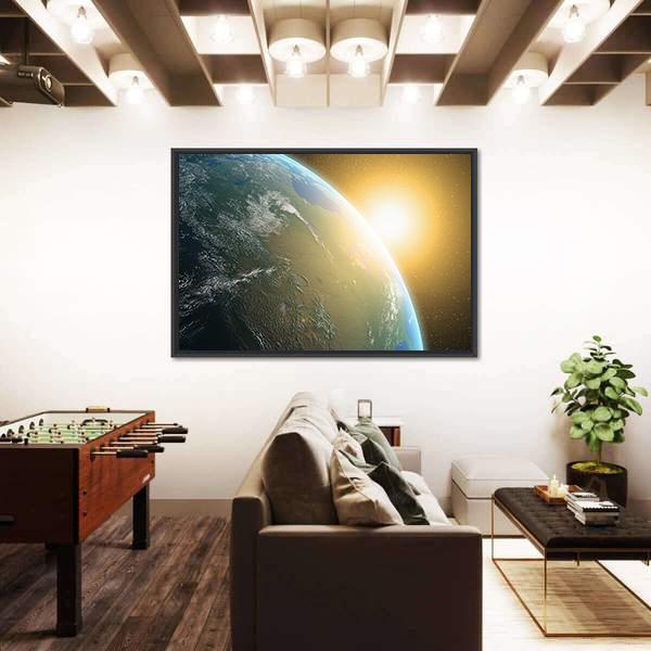 View Of Sunrise Over North America Canvas Wall Art-3 Horizontal-Gallery Wrap-25" x 16"-Tiaracle
