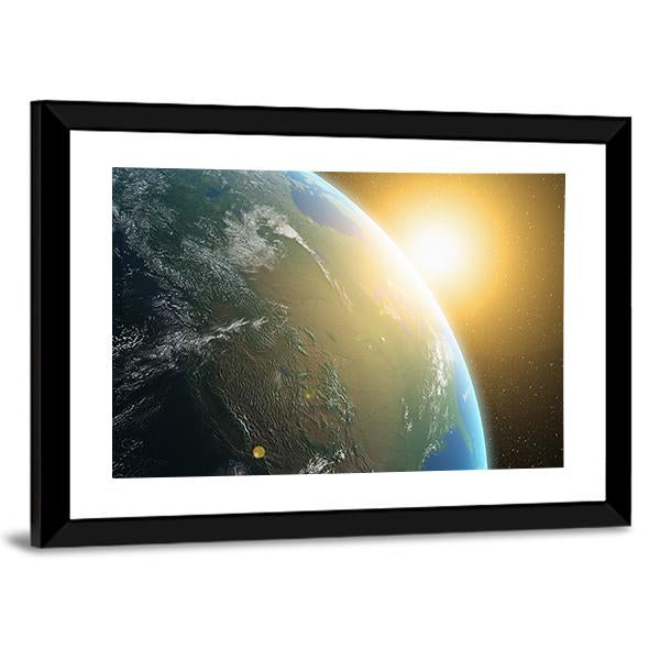 View Of Sunrise Over North America Canvas Wall Art-3 Horizontal-Gallery Wrap-25" x 16"-Tiaracle