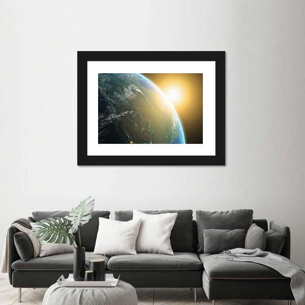 View Of Sunrise Over North America Canvas Wall Art-3 Horizontal-Gallery Wrap-25" x 16"-Tiaracle