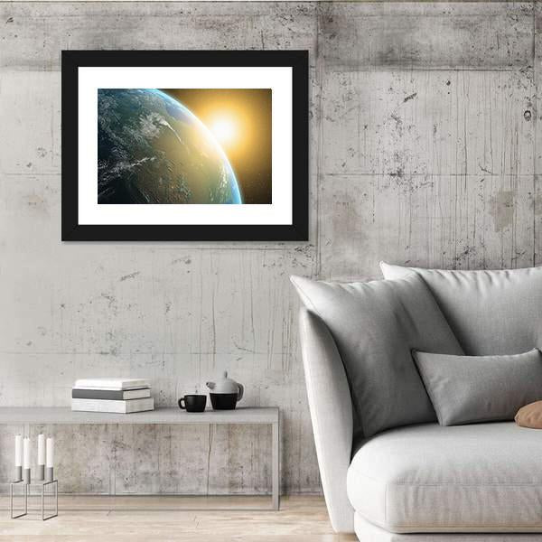 View Of Sunrise Over North America Canvas Wall Art-3 Horizontal-Gallery Wrap-25" x 16"-Tiaracle