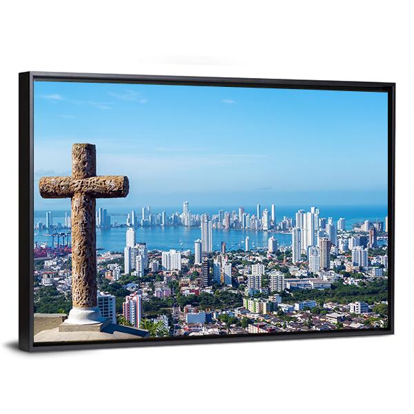 View Of The Modern Part Of Cartagena Canvas Wall Art-3 Horizontal-Gallery Wrap-25" x 16"-Tiaracle