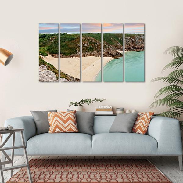 View Over Porthcurno Beach Canvas Wall Art-5 Horizontal-Gallery Wrap-22" x 12"-Tiaracle
