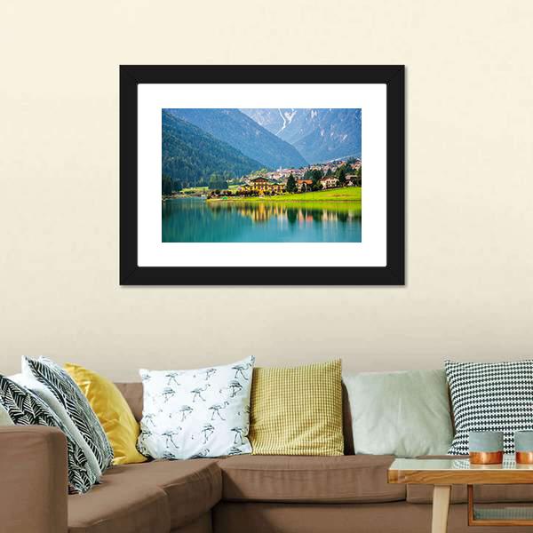 Village Near Lake Auronzo Canvas Wall Art-5 Horizontal-Gallery Wrap-22" x 12"-Tiaracle