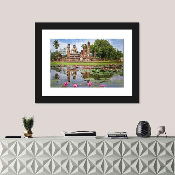 Wat Mahathat in Sukhothai Historical Park Thailand Canvas Wall Art-1 Piece-Framed Print-36" x 24"-Tiaracle