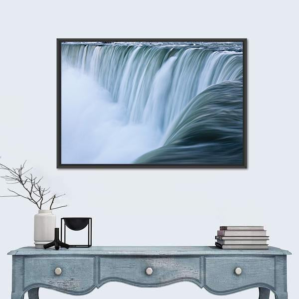 Water Over Niagara Falls Canvas Wall Art-1 Piece-Floating Frame-36" x 24"-Tiaracle