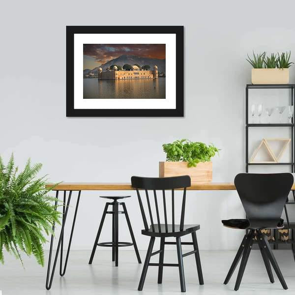 Water Palace In Jaipur Canvas Wall Art-5 Horizontal-Gallery Wrap-22" x 12"-Tiaracle