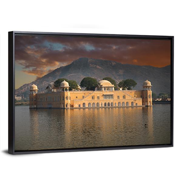 Water Palace In Jaipur Canvas Wall Art-5 Horizontal-Gallery Wrap-22" x 12"-Tiaracle