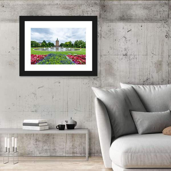 Water Tower In Mannheim Germany Canvas Wall Art-5 Horizontal-Gallery Wrap-22" x 12"-Tiaracle