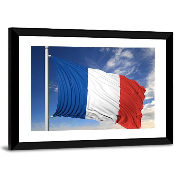 Waving Flag Of France Canvas Wall Art-5 Horizontal-Gallery Wrap-22" x 12"-Tiaracle