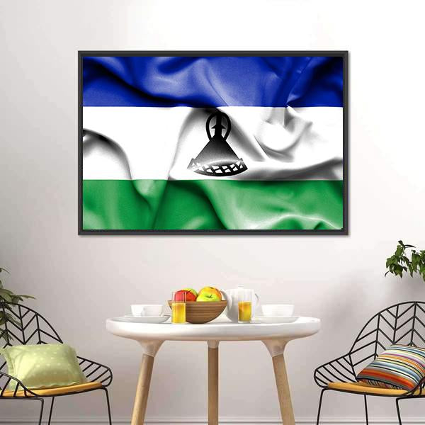 Waving Lesotho Flag Canvas Wall Art-5 Horizontal-Gallery Wrap-22" x 12"-Tiaracle