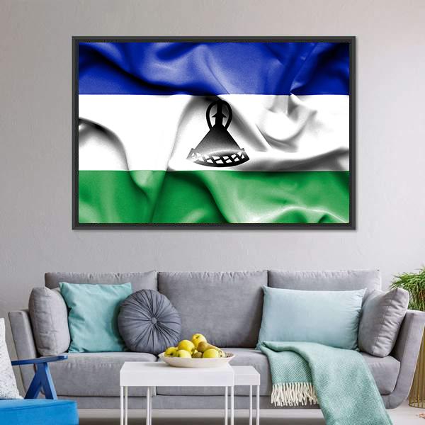 Waving Lesotho Flag Canvas Wall Art-5 Horizontal-Gallery Wrap-22" x 12"-Tiaracle