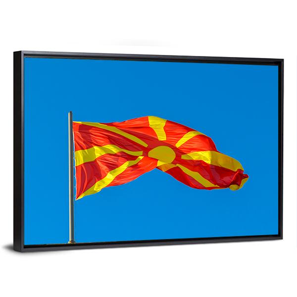Waving Macedonian Flag Canvas Wall Art-5 Horizontal-Gallery Wrap-22" x 12"-Tiaracle