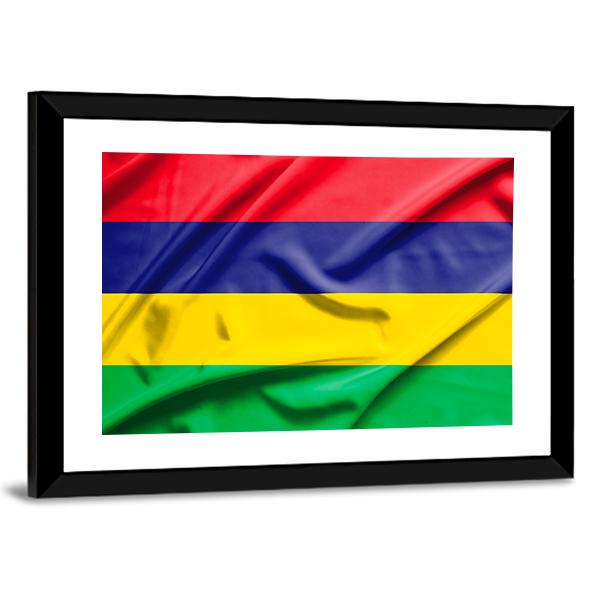Waving Mauritius Flag Canvas Wall Art-1 Piece-Framed Print-20" x 16"-Tiaracle