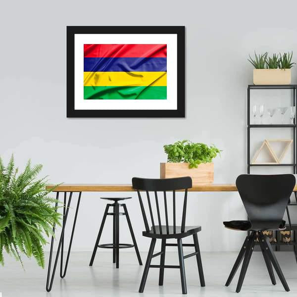 Waving Mauritius Flag Canvas Wall Art-1 Piece-Framed Print-20" x 16"-Tiaracle
