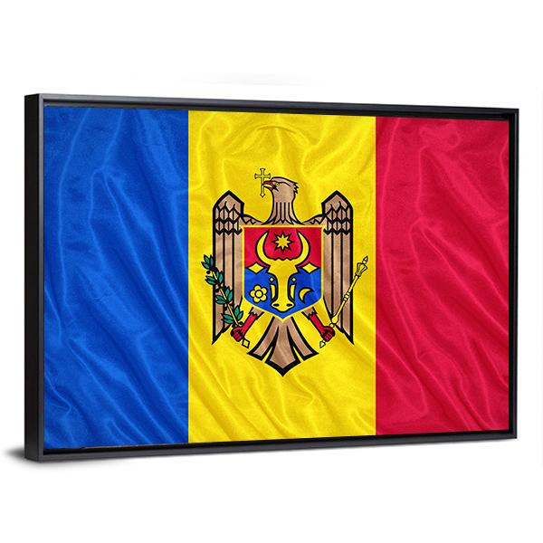 Waving Moldova Flag Canvas Wall Art-5 Horizontal-Gallery Wrap-22" x 12"-Tiaracle