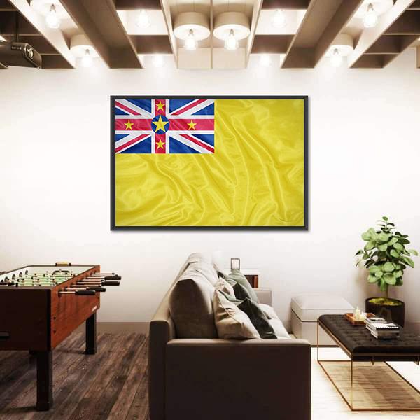 Waving Niue Flag Canvas Wall Art-5 Horizontal-Gallery Wrap-22" x 12"-Tiaracle