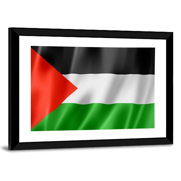 Waving Palestine Flag Panoramic Canvas Wall Art-1 Piece-36" x 12"-Tiaracle