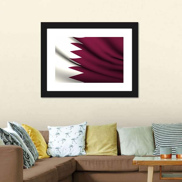 Waving Qatar Flag Canvas Wall Art-5 Horizontal-Gallery Wrap-22" x 12"-Tiaracle