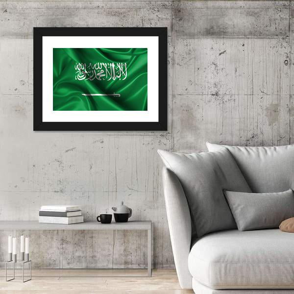 Wavy Flag Of Saudi Arabia Canvas Wall Art-5 Horizontal-Gallery Wrap-22" x 12"-Tiaracle