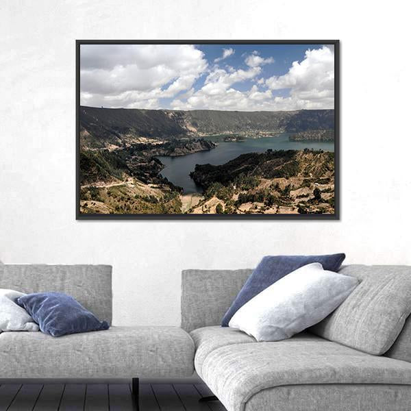 Wenchi Crater Lake Canvas Wall Art-1 Piece-Floating Frame-36" x 24"-Tiaracle