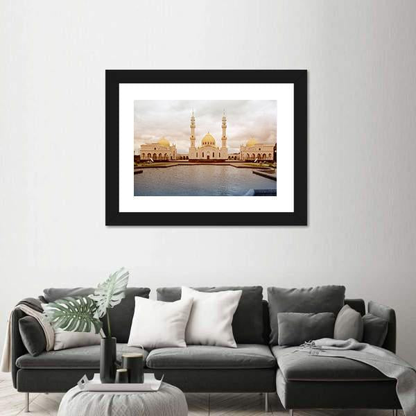 White Mosque In Tatarstan Russia Canvas Wall Art-5 Horizontal-Gallery Wrap-22" x 12"-Tiaracle