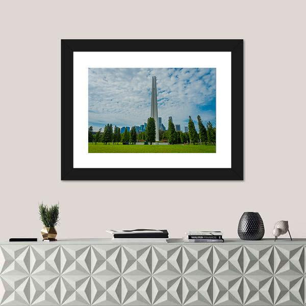 White Tower In Singapore Canvas Wall Art-1 Piece-Framed Print-42" x 14"-Tiaracle