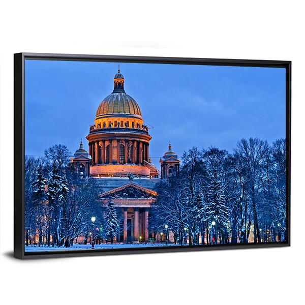 Winter View Of St Isaac's Cathedral In Saint Petersburg Canvas Wall Art-5 Horizontal-Gallery Wrap-22" x 12"-Tiaracle