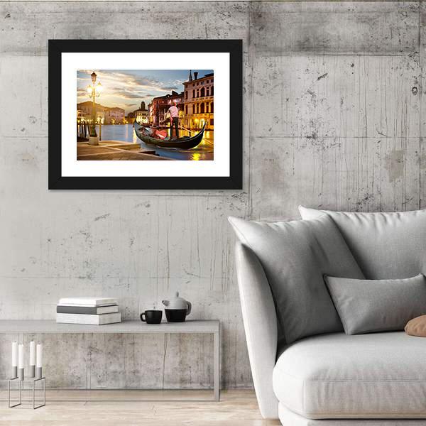 Wonderful Grand Canal In Sunset Time Canvas Wall Art-5 Horizontal-Gallery Wrap-22" x 12"-Tiaracle