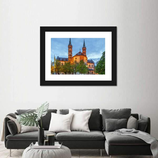 Wurzburg Cathedral In Bavaria Canvas Wall Art-5 Horizontal-Gallery Wrap-22" x 12"-Tiaracle