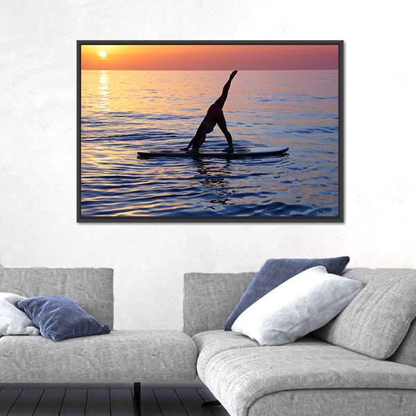 Yoga Exercise On The Beach Canvas Wall Art-5 Horizontal-Gallery Wrap-22" x 12"-Tiaracle