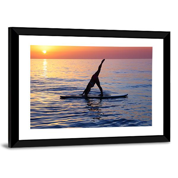 Yoga Exercise On The Beach Canvas Wall Art-5 Horizontal-Gallery Wrap-22" x 12"-Tiaracle
