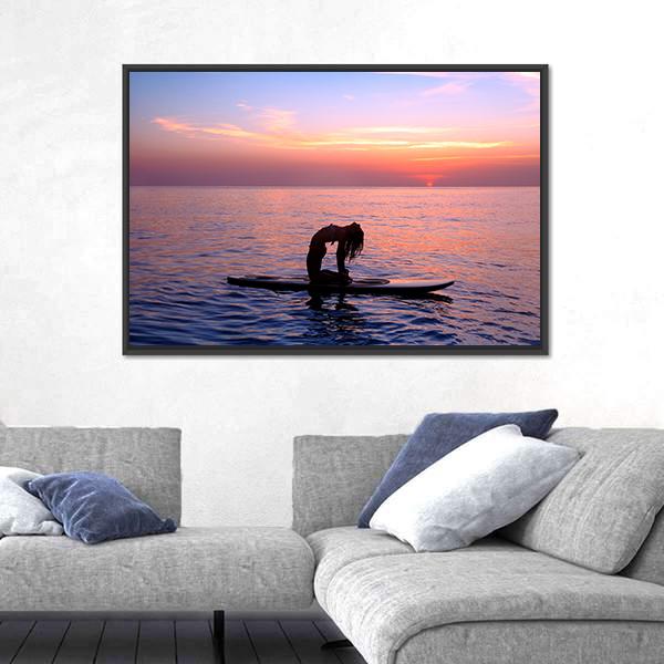 Yoga Trainer On The Paddle Board Canvas Wall Art-5 Horizontal-Gallery Wrap-22" x 12"-Tiaracle
