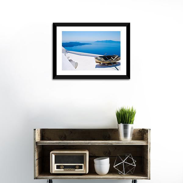Abandoned Boat On Santorini Islands Canvas Wall Art-1 Piece-Framed Print-20" x 16"-Tiaracle