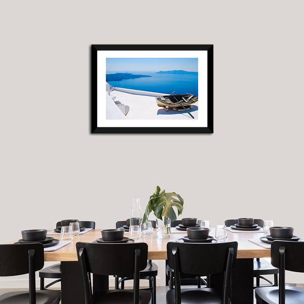 Abandoned Boat On Santorini Islands Canvas Wall Art-3 Horizontal-Gallery Wrap-25" x 16"-Tiaracle